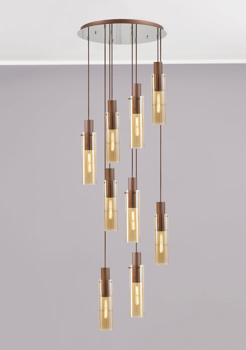 Brooks Slim Round Pendant 9 Light
